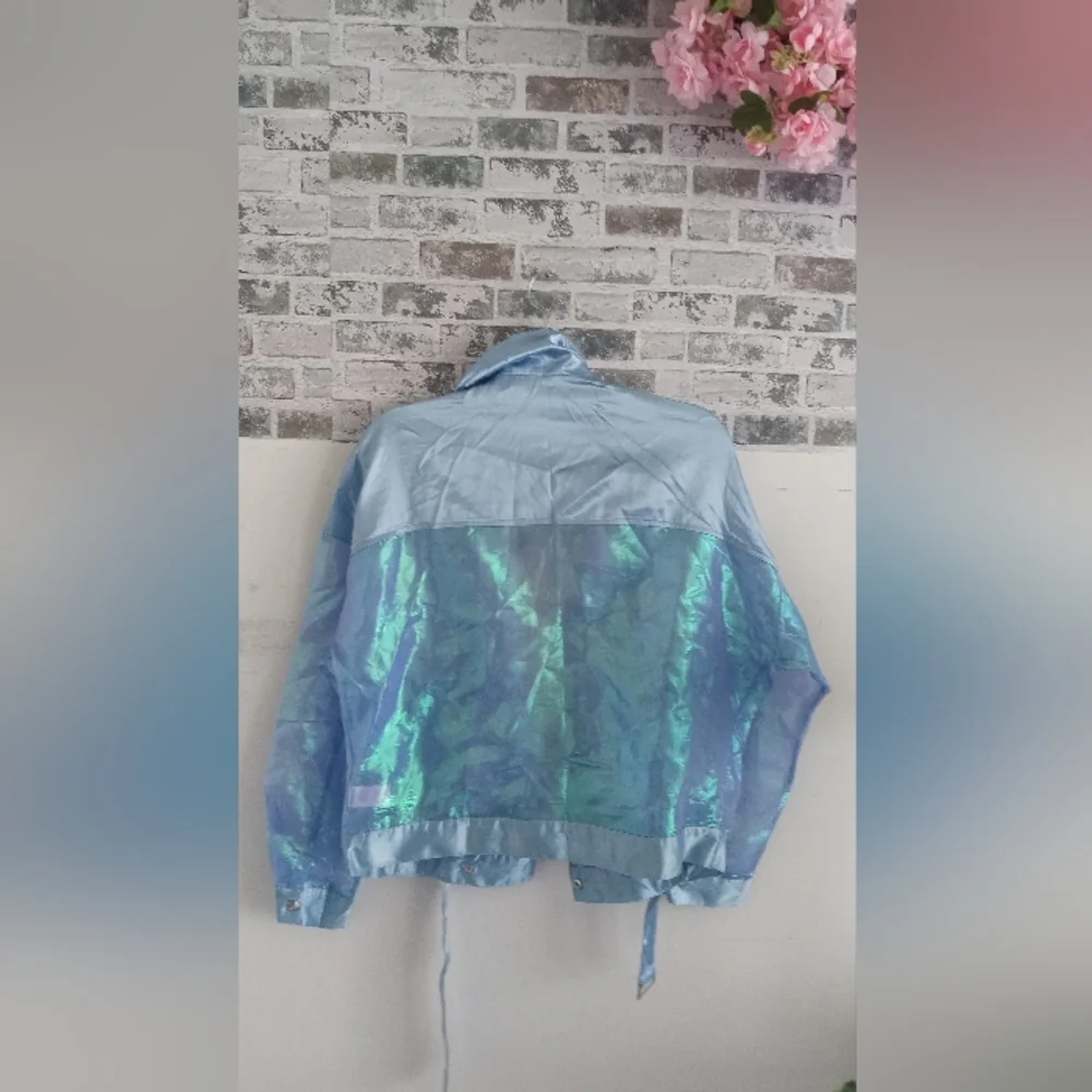 Fashion Nova Iridescent Blue Jacket - Picture 6 of 8